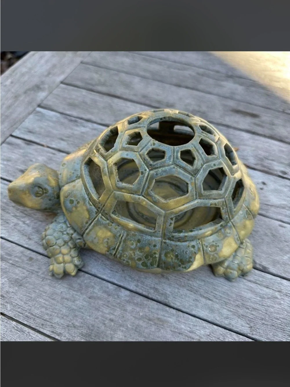 Vintage Green and Patina Turtle Lantern